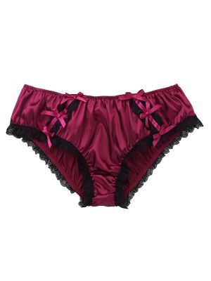Men Silky Satin Sissy Lace Bowknot Crossdressing Panties