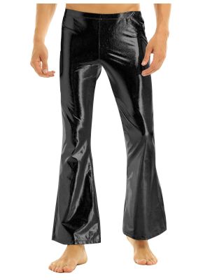 Men's Metallic Hippie Flare Pants Bell Bottom Trousers