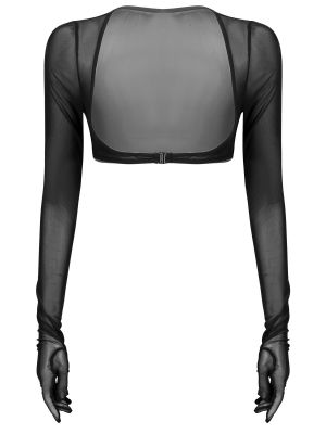 Women's See-through Mesh Gloves Open Front Tops