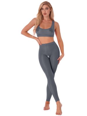 Womens 2pcs Racer Back Camis with Crotchless Pants Set