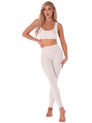 Womens 2pcs Racer Back Camis with Crotchless Pants Set