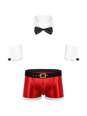 Mens Sexy Christmas Lingerie Set Santa Costume