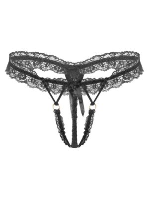 Men's Sexy Lace Jockstrap Crotchless T-Back Sissy Panties