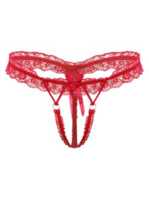 Men's Sexy Lace Jockstrap Crotchless T-Back Sissy Panties