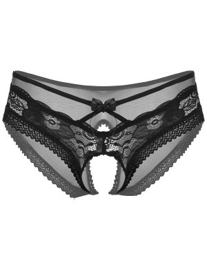 Men Sissy See-Through Lace Crotchless Briefs