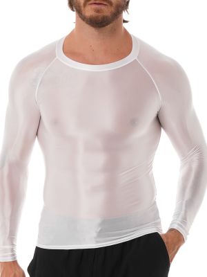 Mens Oli Glossy Long Sleeve T-shirt Basic Yoga Sportwear