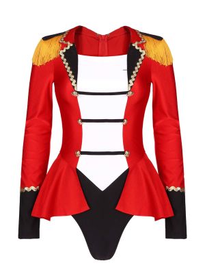 Women's Circus Ringmaster Costume Long Sleeve Bodysuit