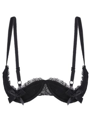 Women Half Cup Padded Underwired Lace Bra Lingerie