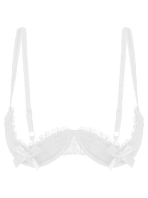 Women Half Cup Padded Underwired Lace Bra Lingerie