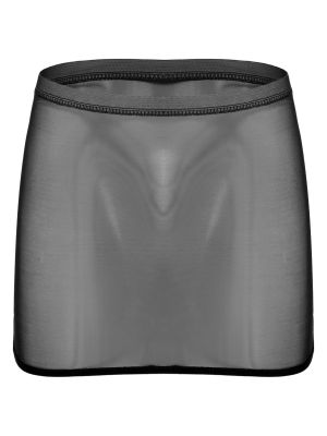 Womens Sheer See-through Stretchy Bodycon Miniskirt 