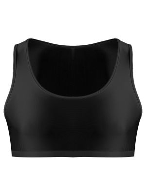 Men Oil Glossy Satin Slim Fit Sleeveless Crop Top Gym Camis Clubwear