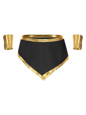 Men's 3pcs Ancient Greek Costume Irregular Skirt Cuffs Set