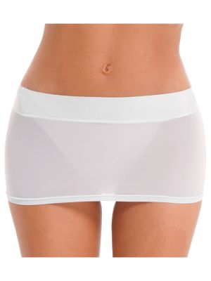 Women's Oil Shiny See Through Bodycon Mini Skirt