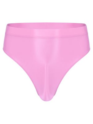 Men's Sissy Oil Silky High Waist Transparent Briefs Underwear