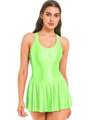 Women Semi Transparent Nylon Tight Dresses with Built in Briefs
