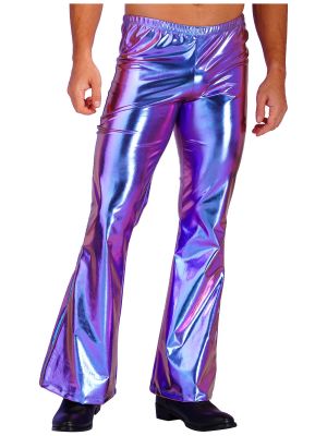Men's Metallic Hippie Flare Pants Bell Bottom Trousers