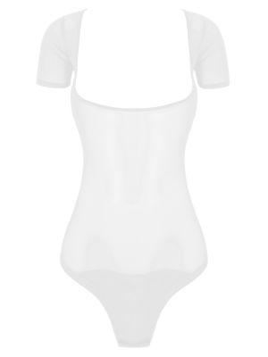 Women's See-Through Mesh Open Chest Bodysuit  