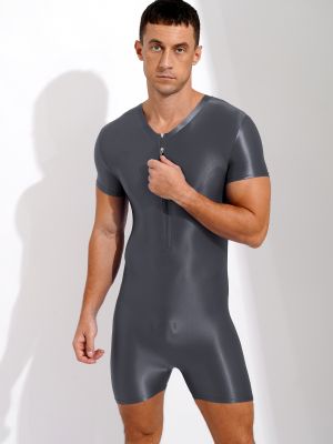 Men's Silky Skin-Tight One Piece Boxer Singlet Romper