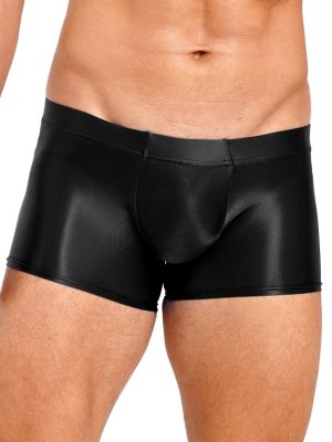 Men's Glossy Satin Bulge Pouch Low Waist Boxer Shorts Underwear
