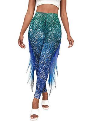 Mermaid Fish Scale Print Leggings for Women