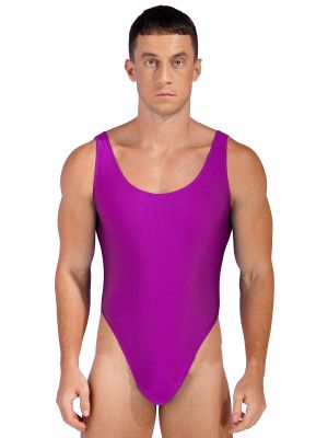 Men's Sleeveless One-Piece Mankini Bodysuit High Cut Thongs Leotard