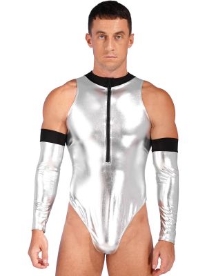 Men's Role Play Costume Leotard Bodysuit with Gloves