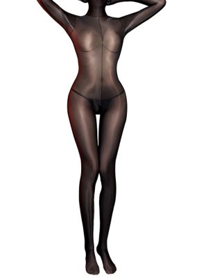 Womens Sexy Oil Glossy Open Crotch Bodystocking 