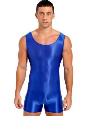 Mens Sleeveless Glossy Lingerie Romper