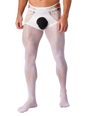 Sissy Men's Ice Silk Glossy See Through Pantyhose