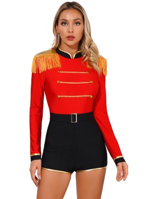 Women Long Sleeve Circus Ringmaster Costume Romper for Halloween