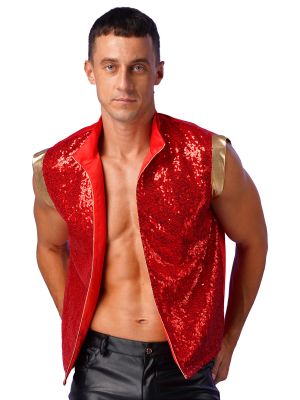 Mens Glittery Open Front Arabian Prince Costume Vest