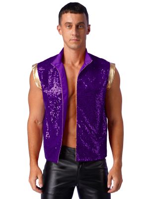 Mens Glittery Open Front Arabian Prince Costume Vest