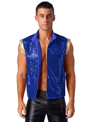 Mens Glittery Open Front Arabian Prince Costume Vest