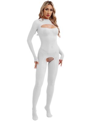 Women's Glossy Sheer Open Breast Crotchless Bodystockings