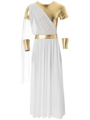 Mens Ancient Greek God Toga with Gloves Costume for Halloween