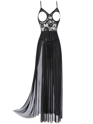 Women Lace Open Bras Nipple Sexy Nightdress Chemise