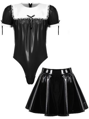 Mens Sissy Crossdresser Maid Cosplay Costume Set