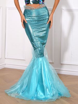 Women's Party Costume Sequins Mermaid Long Tail Skirt