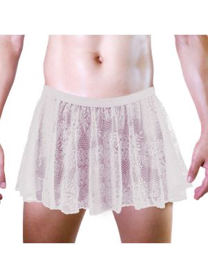 Sissy Mens Floral Lace Cross-Dressing Mini Skirt 