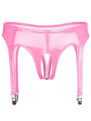 Womens Crotchless Thong Underwear with Garter Clips