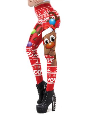 Womens Christmas Pattern Novelty Leggings Pants
