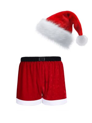 Mens Christmas Boxer Shorts with Hat Lingerie set