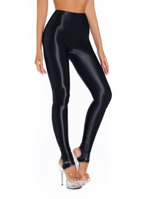 Women's High Waist Oil Glossy Footed Leggings 