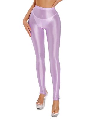Women's High Waist Oil Glossy Footed Leggings 