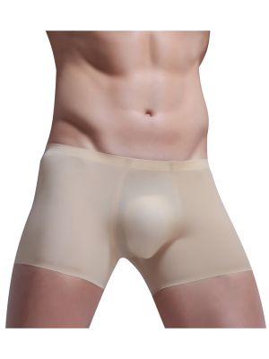 Mens Sheer Bulge Pouch Stretchy Seamless Boxer Briefs