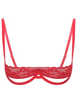 Womens Sexy 1/4 Cup Push Up Lace Bra Underwire Balconette
