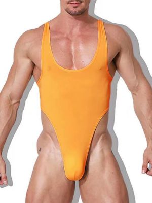 Men Wrestling Singlet High Cut Bodysuit One Piece Swimsuit