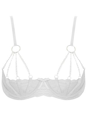 Womens Sexy Half Cup Chained Underwire Push Up Bra