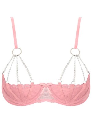 Womens Sexy Half Cup Chained Underwire Push Up Bra