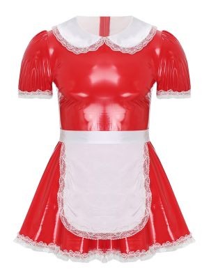 Mens Sissy Servants Maid Dress with Apron Cosplay Costume